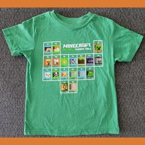 Kids Boys Size XS Official Minecraft Green Periodic Table Short Sleeve T-shirt